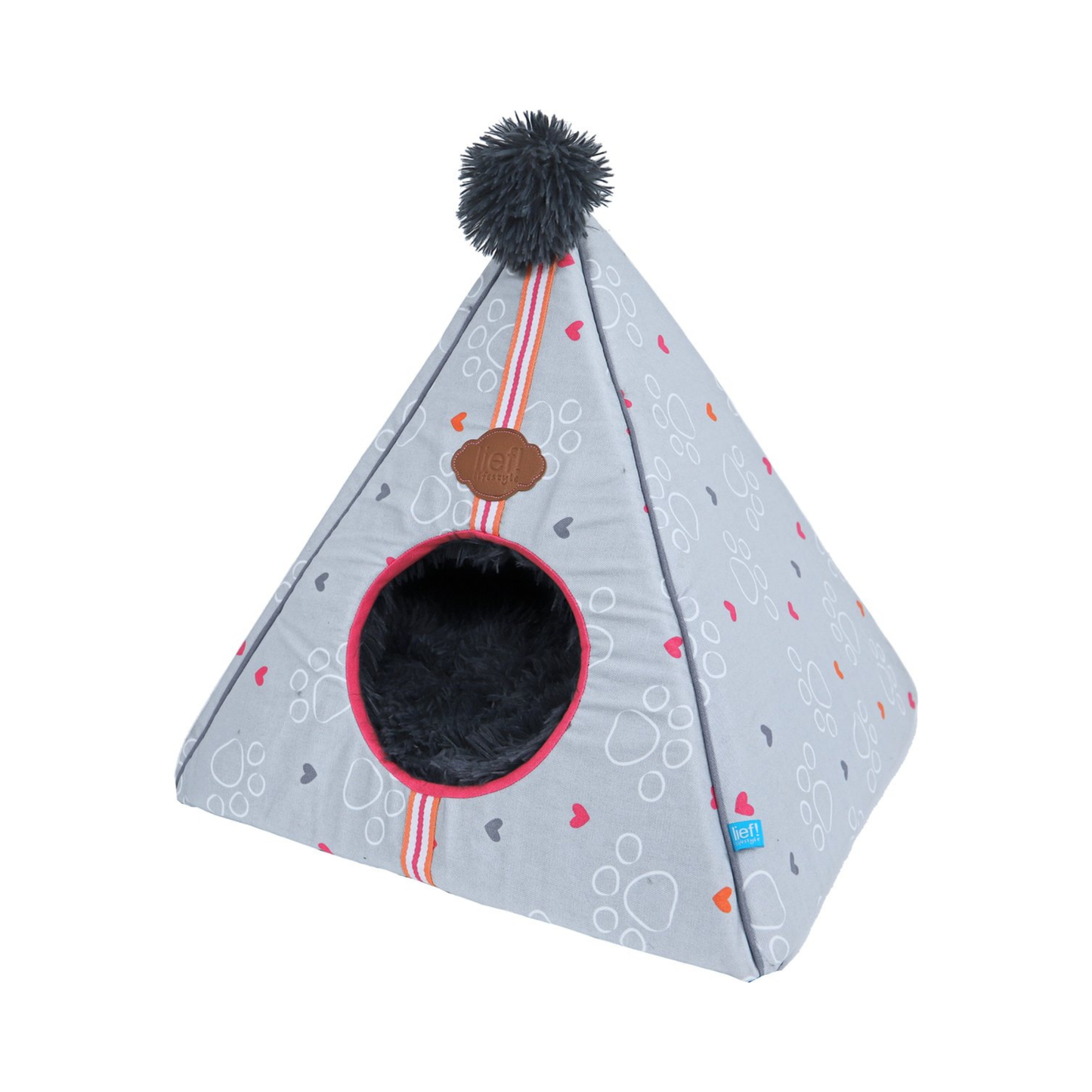 Lief! Tipi hondenhuis / kattenhuis 50x50 cm – speels pootjes-design voor kleine huisdieren