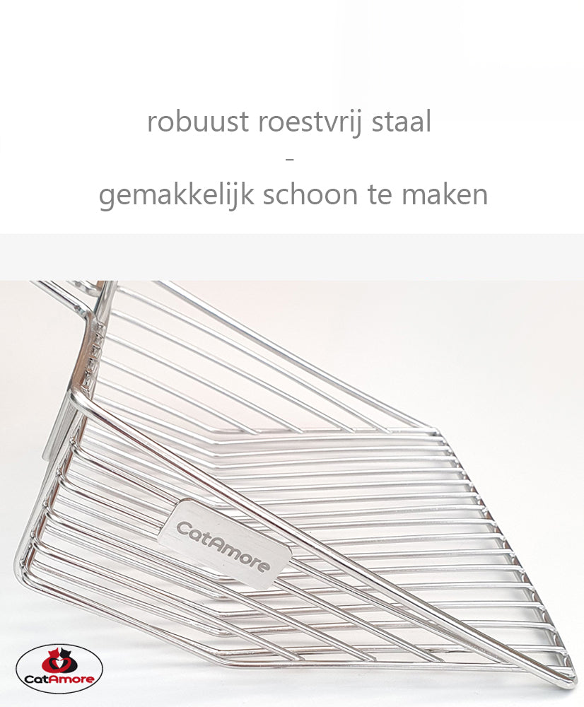 CatAmore XXL Kattenbakschep voor Kattenbakvulling Metaal RVS