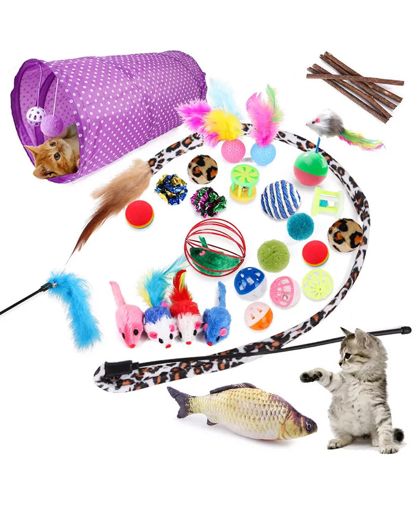 JOYBOY Kattenspeelgoed,kattenspeelgoedset,met Sucker Butterfly Cat Teaser Stick 3-weg Tunnel,Interactieve Speelgoed Set voor Indoor Katten Kitten JOYBOY Kattenspeelgoed,kattenspeelgoedset,met Sucker Butterfly Cat Teaser Stick 3-weg Tunnel,Interactieve Speelgoed Set voor Indoor Katten Kitten
