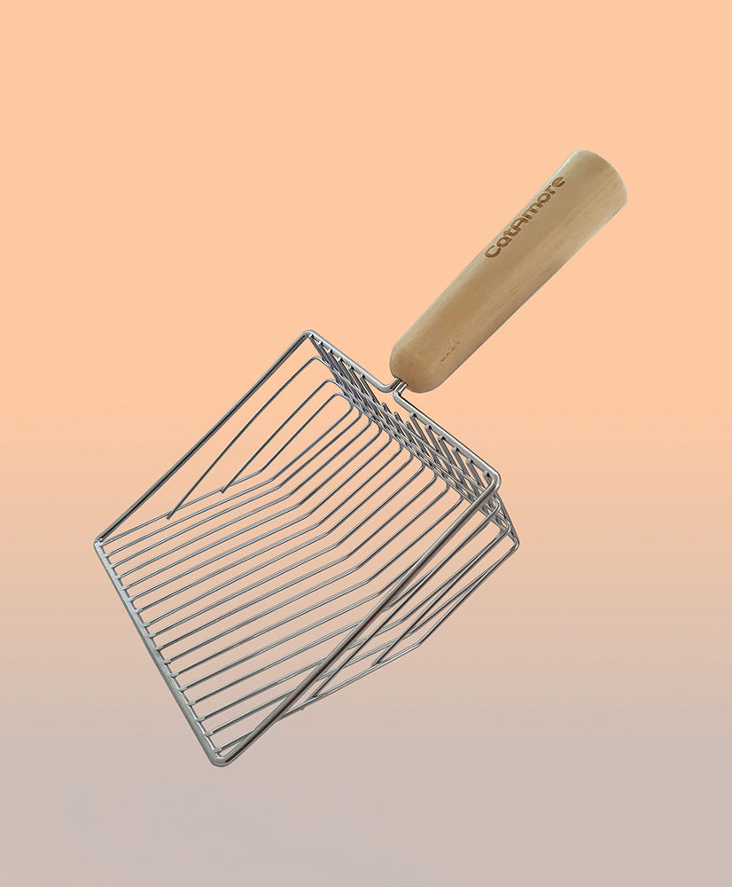 CatAmore XXL Kattenbakschep Metaal met Houten Handvat en Houder