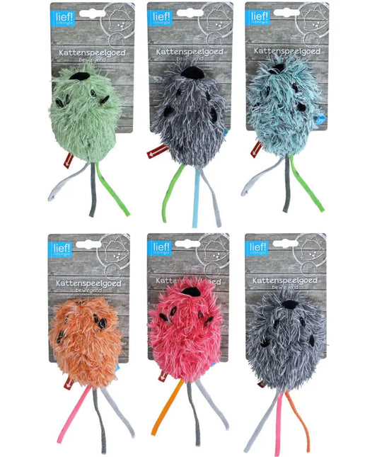 Lief Kattenspeelgoed Bibbermuis 18 cm, willekeurige kleur – Vibrerende Pluche Speelmuis voor Katten