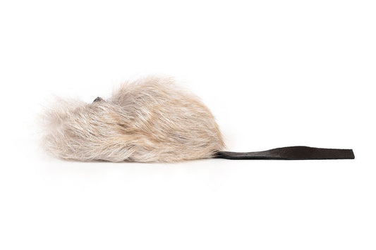 Furmouse kattenspeelgoed van echt konijnenbont met leren staart