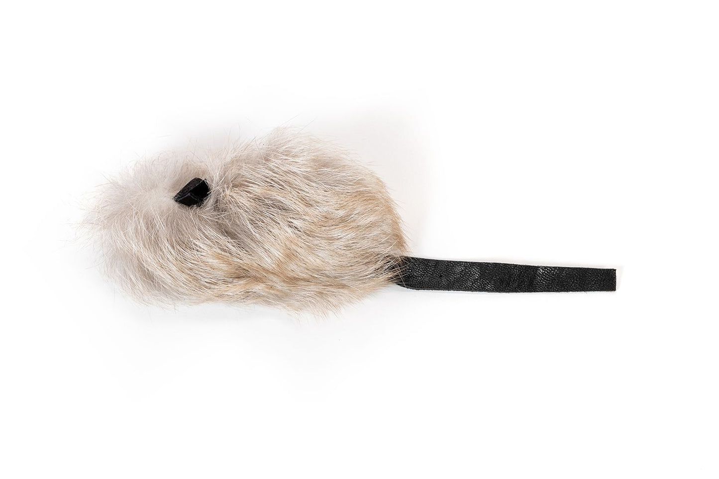 Furmouse kattenspeelgoed van echt konijnenbont met leren staart