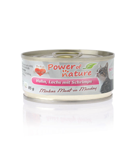 85g Power of Nature Natural Cat Minka’s Meat on Monday Kip, Zalm en Garnalen